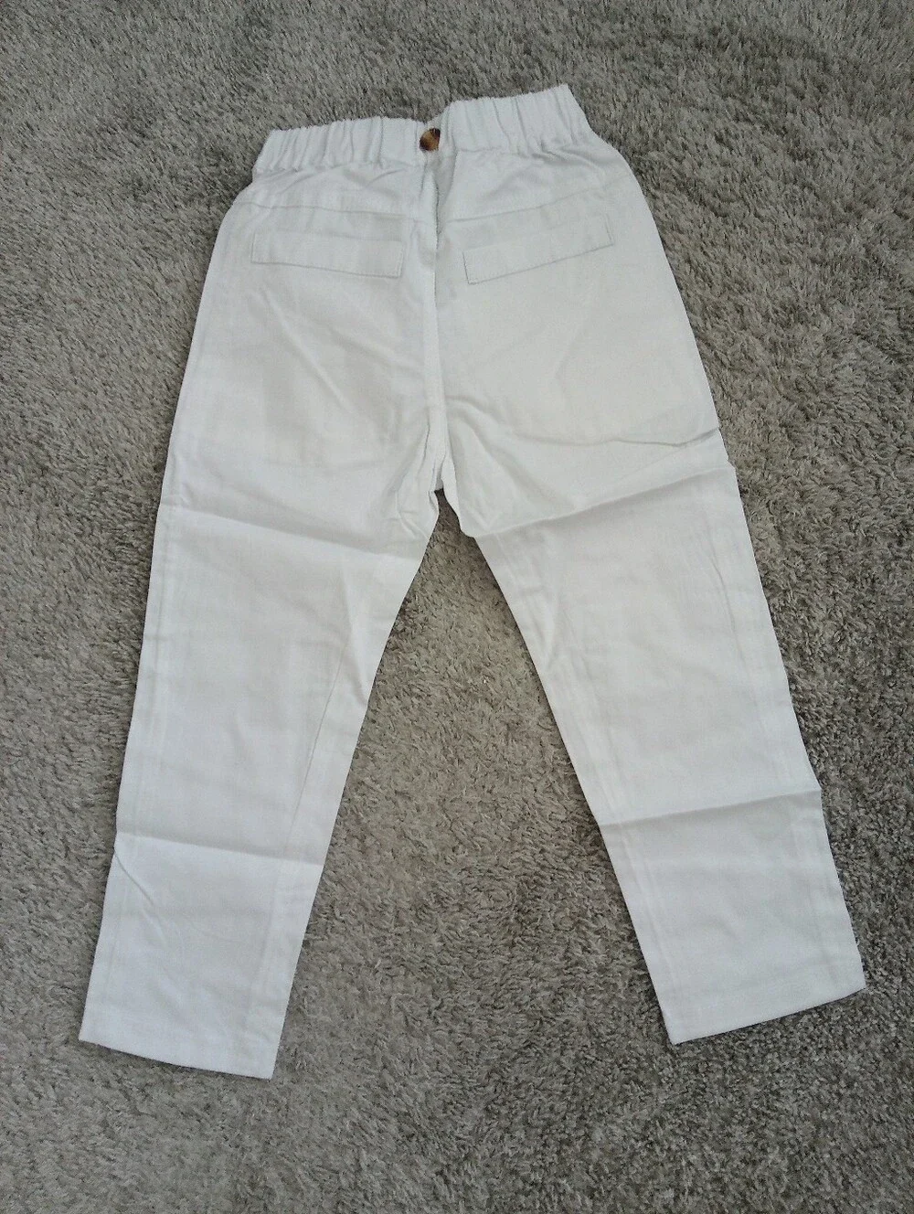 Boys Light Blue Button-Up Shirt & White Pants Outfit, Size 4-5T.